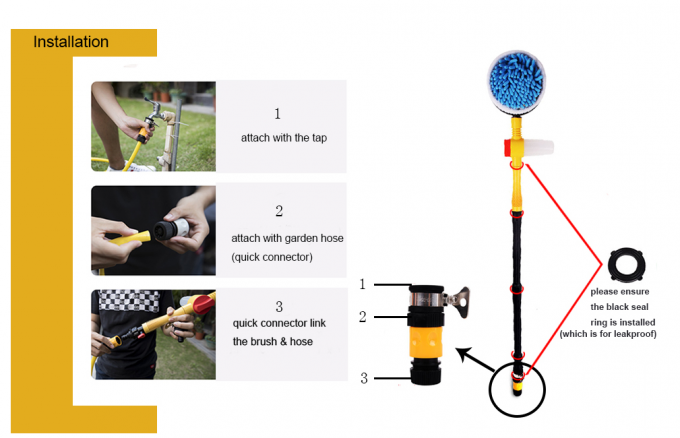 120mm Pressure Washer Auto Rotate Brush For Car Wash Rotating Brush 360 Degree 0