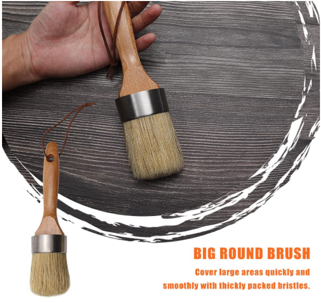 2PCS Chalk Paint Wax Brush Plated Ferrule For Furniture 0