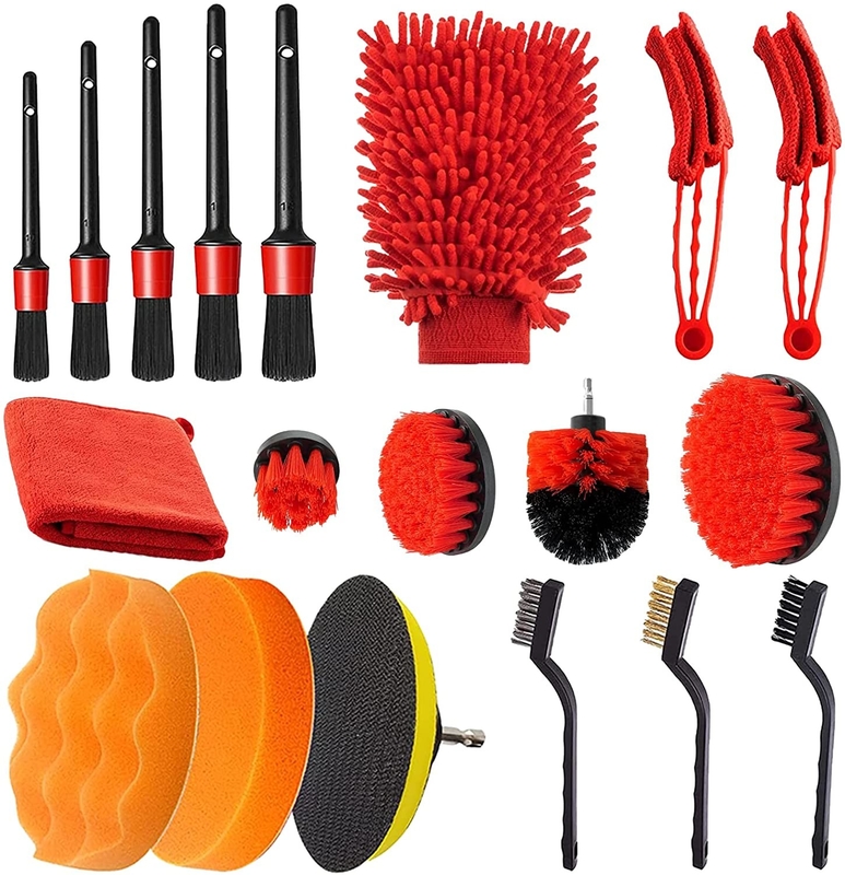 17 Inch 19PCS Car Detailing Drill Brush Kit PP Microfiber