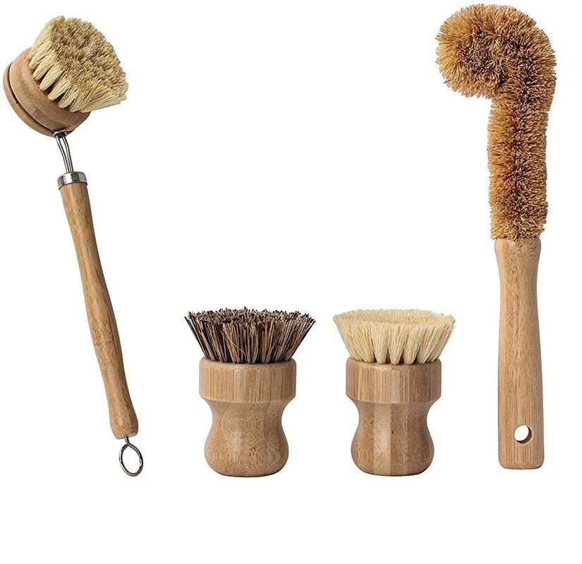 9in Natural Bubble Up Dish Brush Set Kitchen Bamboo Scrubber ODM