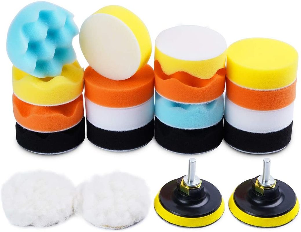 22PCS Car Buffer Polisher Pads Sponge Material White Blue Black Yellow